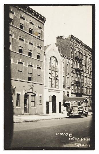 (PHOTOGRAPHY.) Group of 4 postcards of Harlem street scenes, some or all by James Van Der Zee.